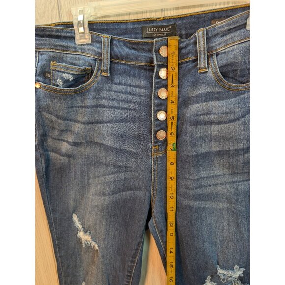 Judy Blue Jeans Womens 13/31 Skinny Fit Dark Wash Slim Casual Pants Button Fly - Picture 8 of 10